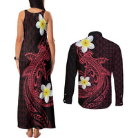 Aloha Hammerhead Shark Couples Matching Tank Maxi Dress and Long Sleeve Button Shirt Feverish Pink Hawaiian Kakau Tribal Tattoo LT9 - Polynesian Pride