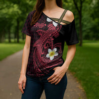 Aloha Hammerhead Shark Cross Shoulder Shirt Feverish Pink Hawaiian Kakau Tribal Tattoo LT9 - Polynesian Pride