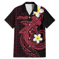 Aloha Hammerhead Shark Family Matching Mermaid Dress and Hawaiian Shirt Feverish Pink Hawaiian Kakau Tribal Tattoo LT9 Dad's Shirt - Short Sleeve Pink - Polynesian Pride