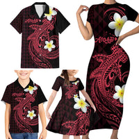 Aloha Hammerhead Shark Family Matching Short Sleeve Bodycon Dress and Hawaiian Shirt Feverish Pink Hawaiian Kakau Tribal Tattoo LT9 - Polynesian Pride