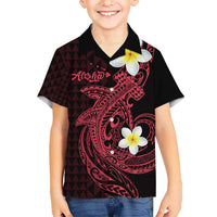Aloha Hammerhead Shark Kid Hawaiian Shirt Feverish Pink Hawaiian Kakau Tribal Tattoo LT9 Kid Pink - Polynesian Pride