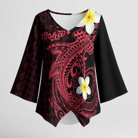 Aloha Hammerhead Shark Kimono Sleeve Blouse Feverish Pink Hawaiian Kakau Tribal Tattoo LT9 Female Pink - Polynesian Pride