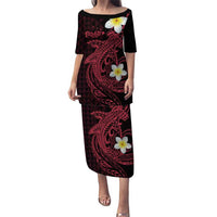 Aloha Hammerhead Shark Puletasi Feverish Pink Hawaiian Kakau Tribal Tattoo LT9 Long Dress Pink - Polynesian Pride
