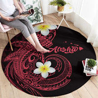 Aloha Hammerhead Shark Round Carpet Feverish Pink Hawaiian Kakau Tribal Tattoo LT9 - Polynesian Pride