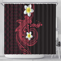 Aloha Hammerhead Shark Shower Curtain Feverish Pink Hawaiian Kakau Tribal Tattoo LT9 - Polynesian Pride