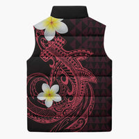 Aloha Hammerhead Shark Sleeveless Puffer Jacket Feverish Pink Hawaiian Kakau Tribal Tattoo LT9 - Polynesian Pride