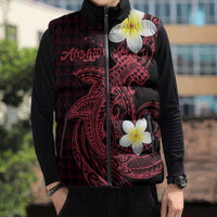 Aloha Hammerhead Shark Sleeveless Puffer Jacket Feverish Pink Hawaiian Kakau Tribal Tattoo LT9 - Polynesian Pride