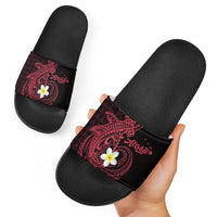 Aloha Hammerhead Shark Slide Sandals Feverish Pink Hawaiian Kakau Tribal Tattoo LT9 - Polynesian Pride
