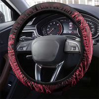 Aloha Hammerhead Shark Steering Wheel Cover Feverish Pink Hawaiian Kakau Tribal Tattoo LT9 - Polynesian Pride