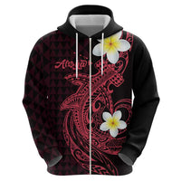 Aloha Hammerhead Shark Zip Hoodie Feverish Pink Hawaiian Kakau Tribal Tattoo LT9 - Polynesian Pride