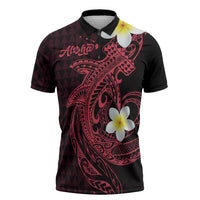 Aloha Hammerhead Shark Zipper Polo Shirt Feverish Pink Hawaiian Kakau Tribal Tattoo LT9 Pink - Polynesian Pride
