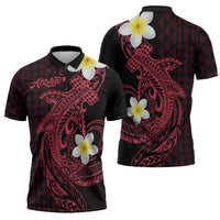 Aloha Hammerhead Shark Zipper Polo Shirt Feverish Pink Hawaiian Kakau Tribal Tattoo LT9 - Polynesian Pride