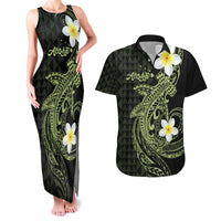 Aloha Hammerhead Shark Couples Matching Tank Maxi Dress and Hawaiian Shirt Lime Rickey Hawaiian Kakau Tribal Tattoo LT9 Lime - Polynesian Pride