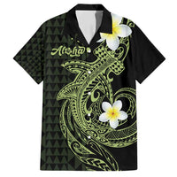 Aloha Hammerhead Shark Family Matching Long Sleeve Bodycon Dress and Hawaiian Shirt Lime Rickey Hawaiian Kakau Tribal Tattoo LT9 Dad's Shirt - Short Sleeve Lime - Polynesian Pride