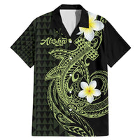 Aloha Hammerhead Shark Family Matching Mermaid Dress and Hawaiian Shirt Lime Rickey Hawaiian Kakau Tribal Tattoo LT9 Dad's Shirt - Short Sleeve Lime - Polynesian Pride