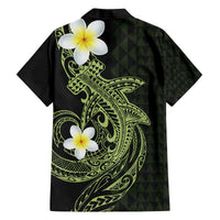 Aloha Hammerhead Shark Family Matching Off The Shoulder Long Sleeve Dress and Hawaiian Shirt Lime Rickey Hawaiian Kakau Tribal Tattoo LT9 - Polynesian Pride