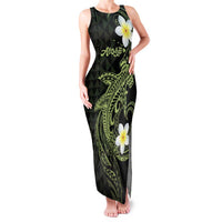 Aloha Hammerhead Shark Family Matching Tank Maxi Dress and Hawaiian Shirt Lime Rickey Hawaiian Kakau Tribal Tattoo LT9 Mom's Dress Lime - Polynesian Pride