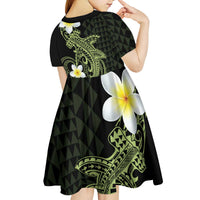 Aloha Hammerhead Shark Kid Short Sleeve Dress Lime Rickey Hawaiian Kakau Tribal Tattoo LT9 - Polynesian Pride