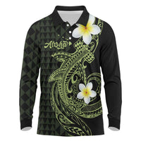 Aloha Hammerhead Shark Long Sleeve Polo Shirt Lime Rickey Hawaiian Kakau Tribal Tattoo LT9 Lime - Polynesian Pride