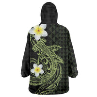 Aloha Hammerhead Shark Wearable Blanket Hoodie Lime Rickey Hawaiian Kakau Tribal Tattoo LT9 - Polynesian Pride