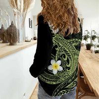 Aloha Hammerhead Shark Women Casual Shirt Lime Rickey Hawaiian Kakau Tribal Tattoo LT9 - Polynesian Pride