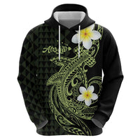 Aloha Hammerhead Shark Zip Hoodie Lime Rickey Hawaiian Kakau Tribal Tattoo LT9 - Polynesian Pride