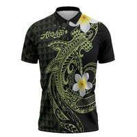 Aloha Hammerhead Shark Zipper Polo Shirt Lime Rickey Hawaiian Kakau Tribal Tattoo LT9 Lime - Polynesian Pride