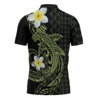 Aloha Hammerhead Shark Zipper Polo Shirt Lime Rickey Hawaiian Kakau Tribal Tattoo LT9 - Polynesian Pride
