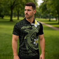 Aloha Hammerhead Shark Zipper Polo Shirt Lime Rickey Hawaiian Kakau Tribal Tattoo LT9 - Polynesian Pride