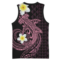 Aloha Hammerhead Shark Basketball Jersey Vivacious Pink Hawaiian Kakau Tribal Tattoo LT9 - Polynesian Pride