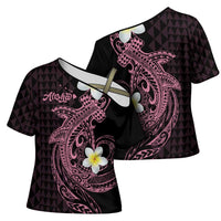 Aloha Hammerhead Shark Cross Shoulder Shirt Vivacious Pink Hawaiian Kakau Tribal Tattoo LT9 - Polynesian Pride