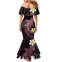Aloha Hammerhead Shark Family Matching Mermaid Dress and Hawaiian Shirt Vivacious Pink Hawaiian Kakau Tribal Tattoo LT9 - Polynesian Pride