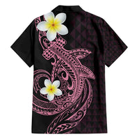Aloha Hammerhead Shark Family Matching Summer Maxi Dress and Hawaiian Shirt Vivacious Pink Hawaiian Kakau Tribal Tattoo LT9 - Polynesian Pride