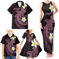 Aloha Hammerhead Shark Family Matching Tank Maxi Dress and Hawaiian Shirt Vivacious Pink Hawaiian Kakau Tribal Tattoo LT9 - Polynesian Pride