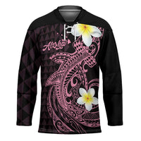 Aloha Hammerhead Shark Hockey Jersey Vivacious Pink Hawaiian Kakau Tribal Tattoo LT9 Unisex Pink - Polynesian Pride