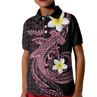 Aloha Hammerhead Shark Kid Polo Shirt Vivacious Pink Hawaiian Kakau Tribal Tattoo LT9 Kid Pink - Polynesian Pride