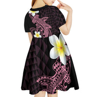 Aloha Hammerhead Shark Kid Short Sleeve Dress Vivacious Pink Hawaiian Kakau Tribal Tattoo LT9 - Polynesian Pride