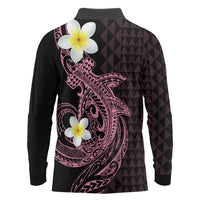 Aloha Hammerhead Shark Long Sleeve Polo Shirt Vivacious Pink Hawaiian Kakau Tribal Tattoo LT9 - Polynesian Pride
