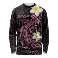 Aloha Hammerhead Shark Long Sleeve Shirt Vivacious Pink Hawaiian Kakau Tribal Tattoo LT9 Unisex Pink - Polynesian Pride