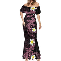 Aloha Hammerhead Shark Mermaid Dress Vivacious Pink Hawaiian Kakau Tribal Tattoo LT9 - Polynesian Pride