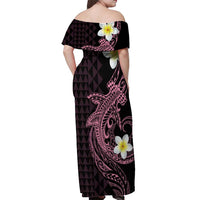 Aloha Hammerhead Shark Off Shoulder Maxi Dress Vivacious Pink Hawaiian Kakau Tribal Tattoo LT9 - Polynesian Pride