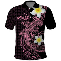 Aloha Hammerhead Shark Polo Shirt Vivacious Pink Hawaiian Kakau Tribal Tattoo LT9 Pink - Polynesian Pride