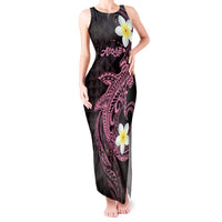 Aloha Hammerhead Shark Tank Maxi Dress Vivacious Pink Hawaiian Kakau Tribal Tattoo LT9 Women Pink - Polynesian Pride