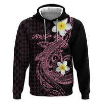 Aloha Hammerhead Shark Zip Hoodie Vivacious Pink Hawaiian Kakau Tribal Tattoo LT9 Pullover Hoodie Pink - Polynesian Pride