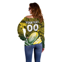 (Custom Text And Number) The Kuki's Cook Islands Rugby Off Shoulder Sweater Be Unique Vibe Black LT9 - Polynesian Pride