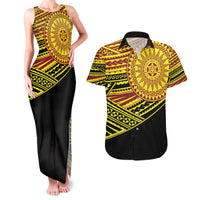 Personalised Tonga Ha apai High School Couples Matching Tank Maxi Dress and Hawaiian Shirt Ngatu Fonulei Pattern