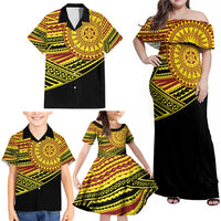 Personalised Tonga Ha apai High School Family Matching Off Shoulder Maxi Dress and Hawaiian Shirt Ngatu Fonulei Pattern LT9 - Polynesian Pride