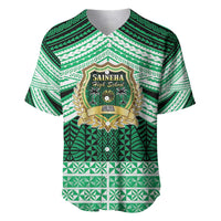 Personalised Tonga Saineha High School Baseball Jersey Polynesian Ngatu Tribal