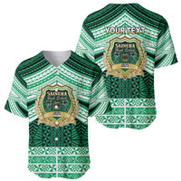 Personalised Tonga Saineha High School Baseball Jersey Polynesian Ngatu Tribal