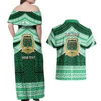 Personalised Tonga Saineha High School Couples Matching Off Shoulder Maxi Dress and Hawaiian Shirt Polynesian Ngatu Tribal LT9 - Polynesian Pride
